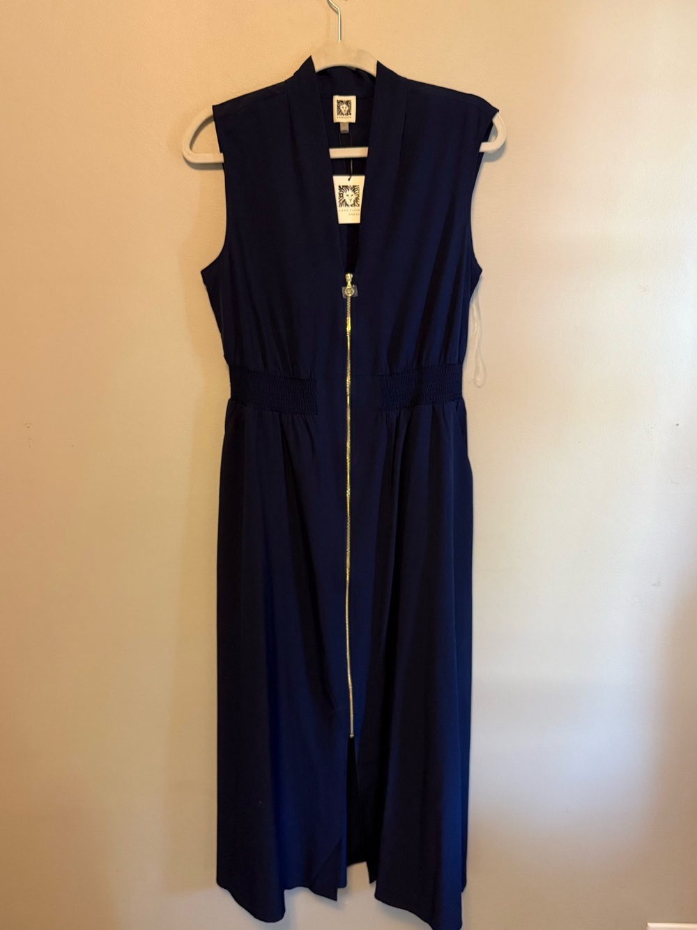 Sleeveless Navy Zip-Front Women’s Dress